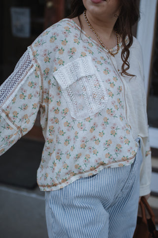 Sophia Ribbed Floral Long Sleeve