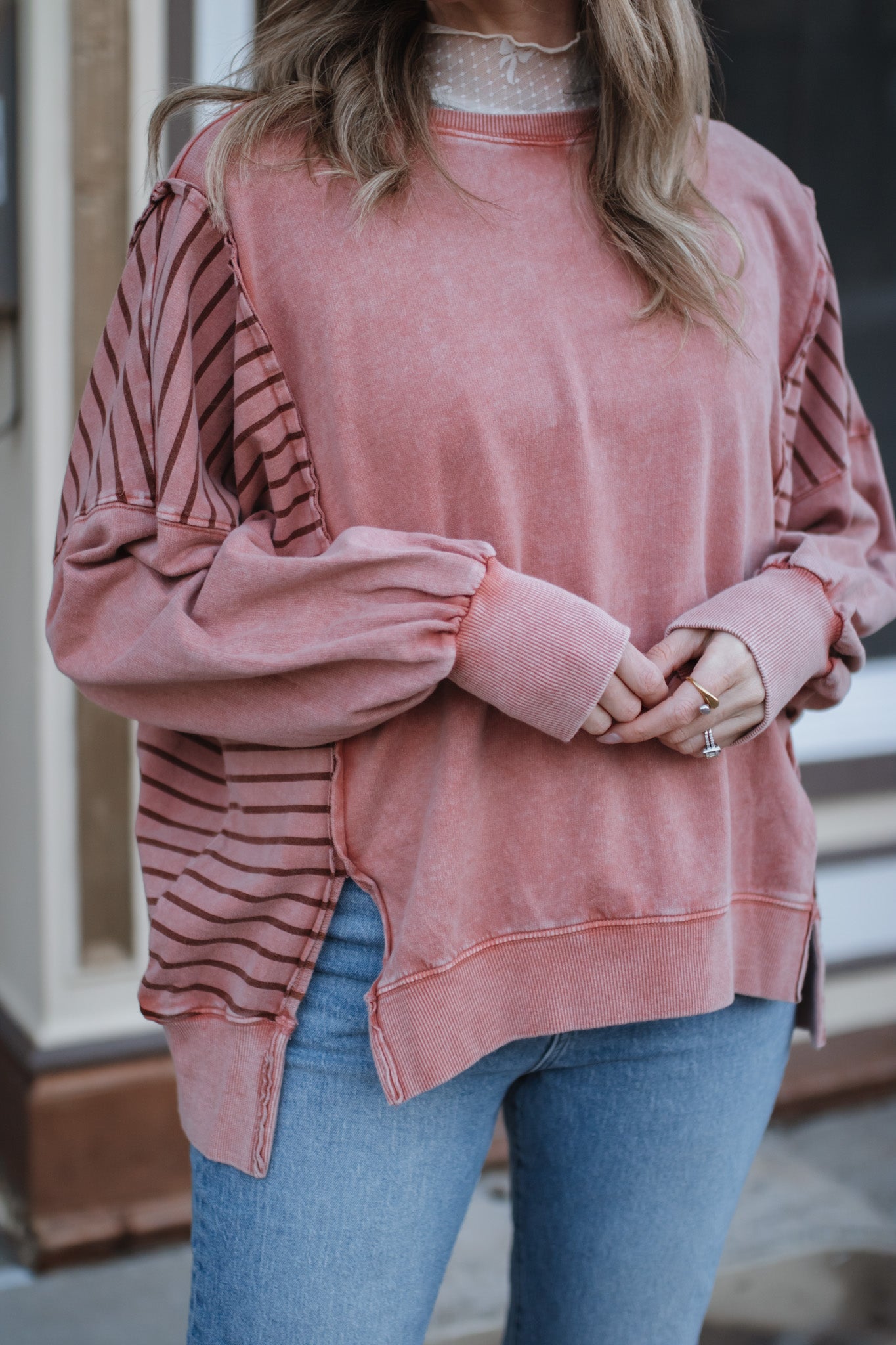 Amelia Striped Pullover Sweatshirt