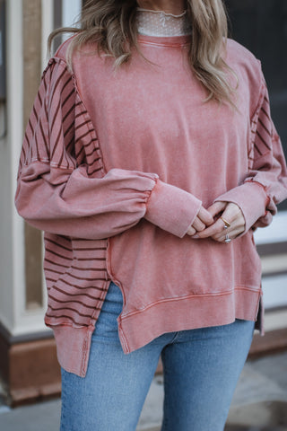 Amelia Striped Pullover Sweatshirt