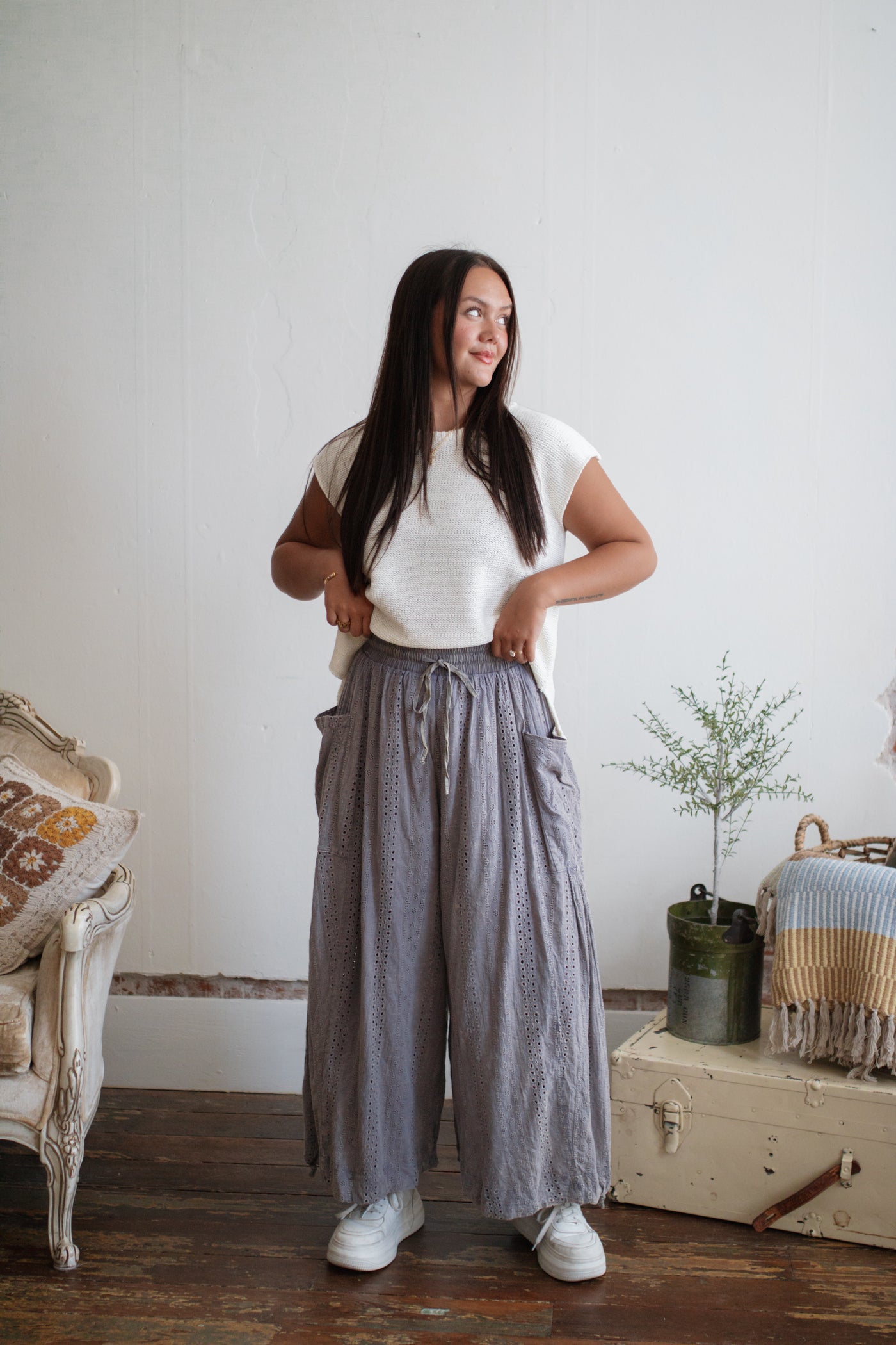 Liv Embroidered Wide Leg Pants