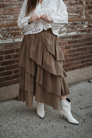 Sasha Tiered Ruffle Midi Skirt