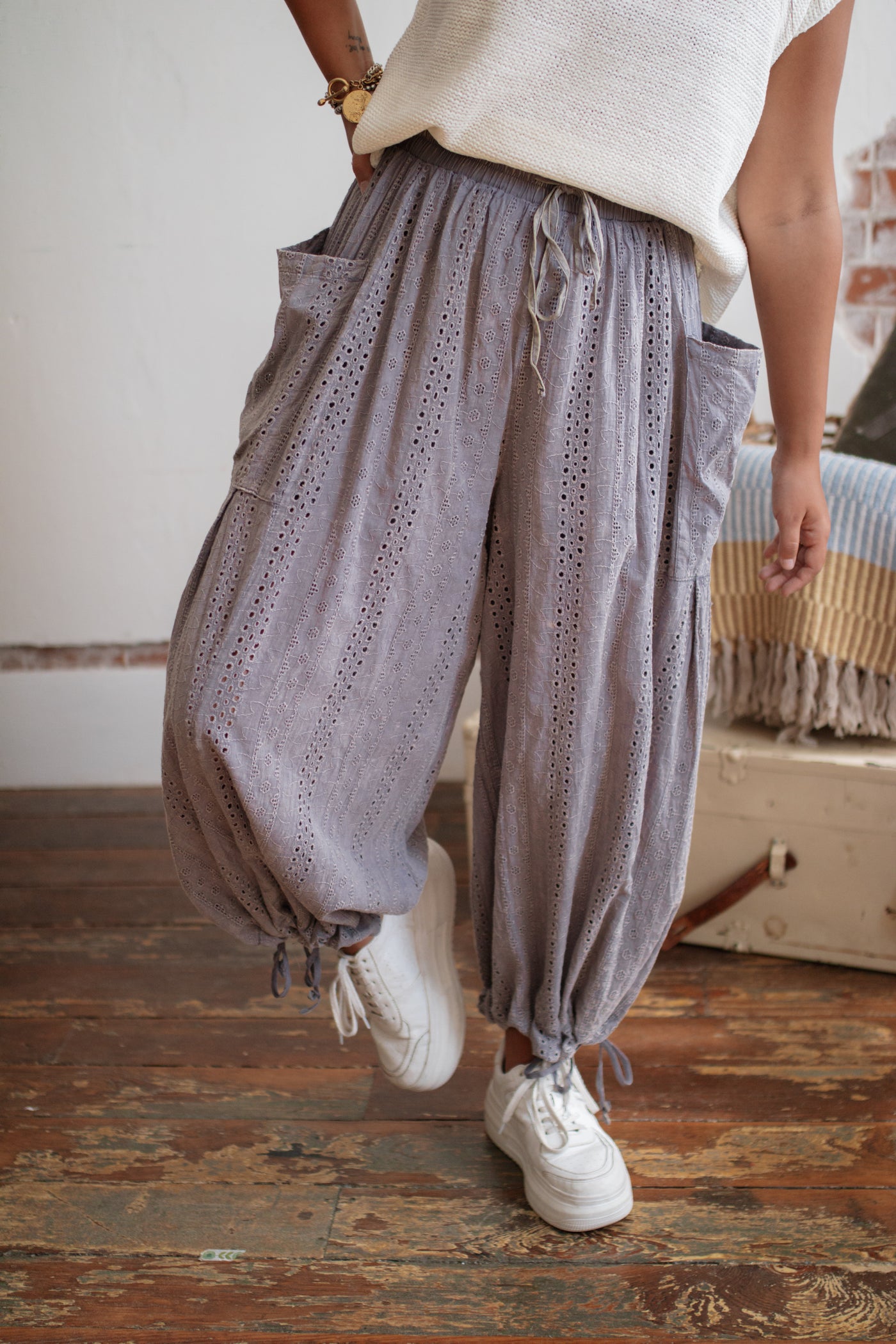 Liv Embroidered Wide Leg Pants