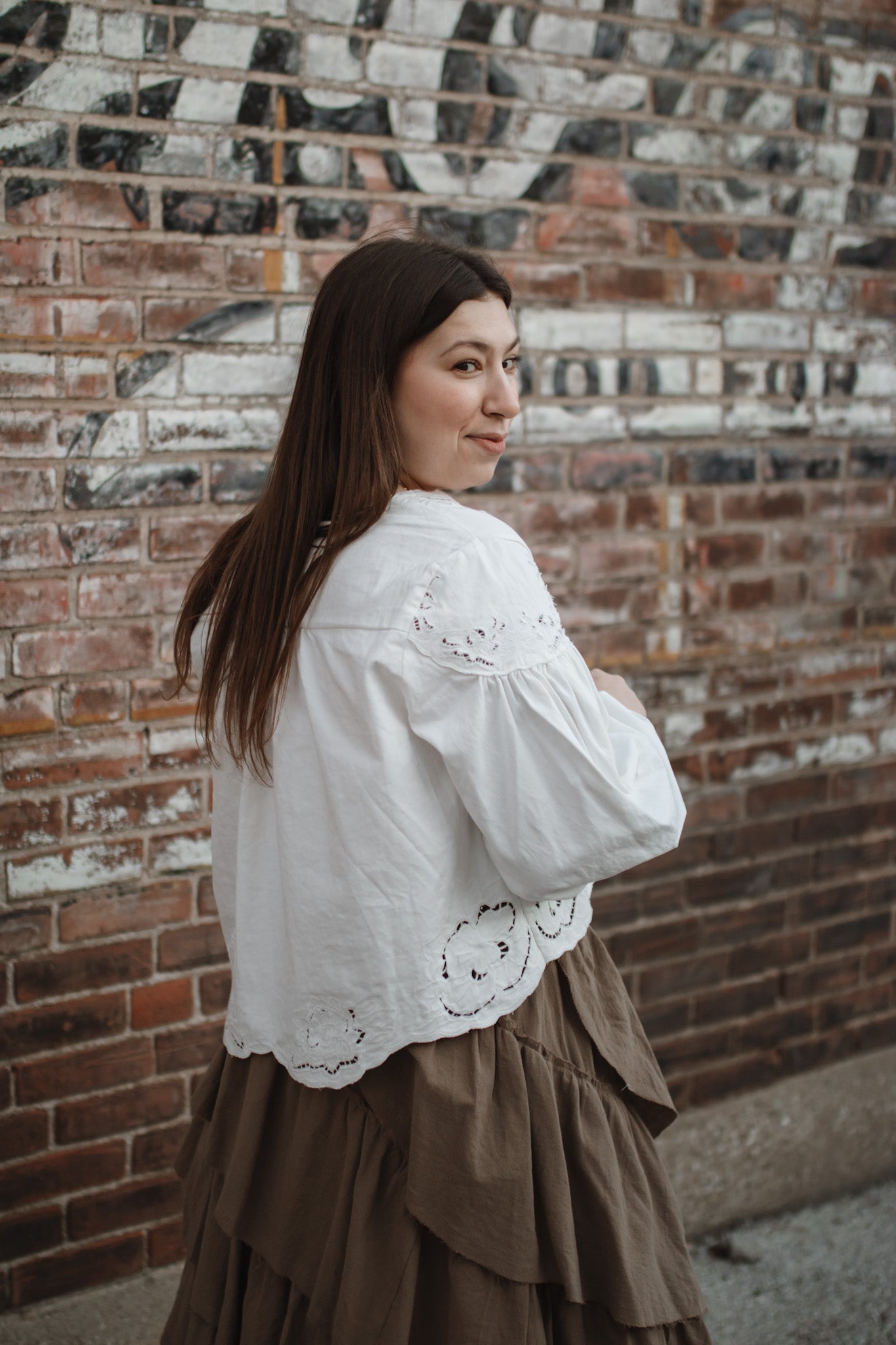 Charlotte Embroidered Denim Blouse | White