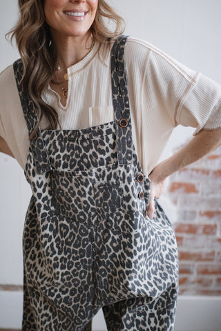 Charlotte Animal Print Denim Overalls