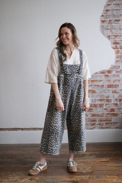 Charlotte Animal Print Denim Overalls