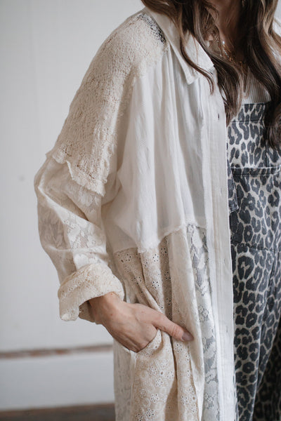 Austen Patch Lace Button Down Tunic