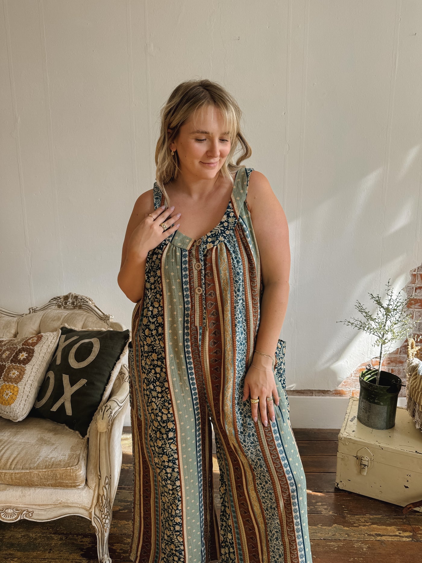 Felicity Floral Striped Jumpsuit