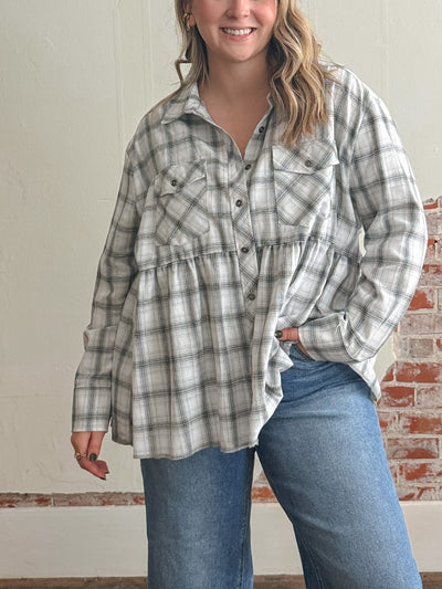 Ava Plaid Button Down Babydoll Top