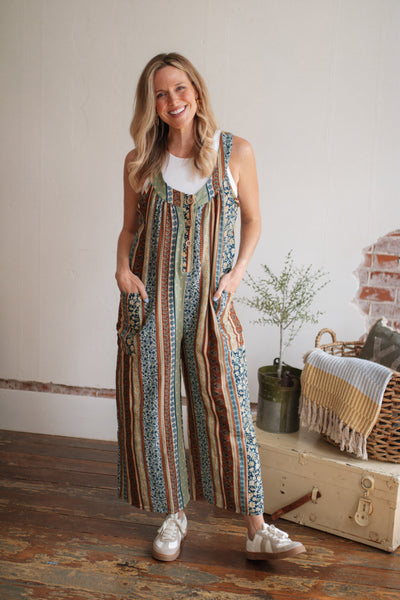 Felicity Floral Striped Jumpsuit