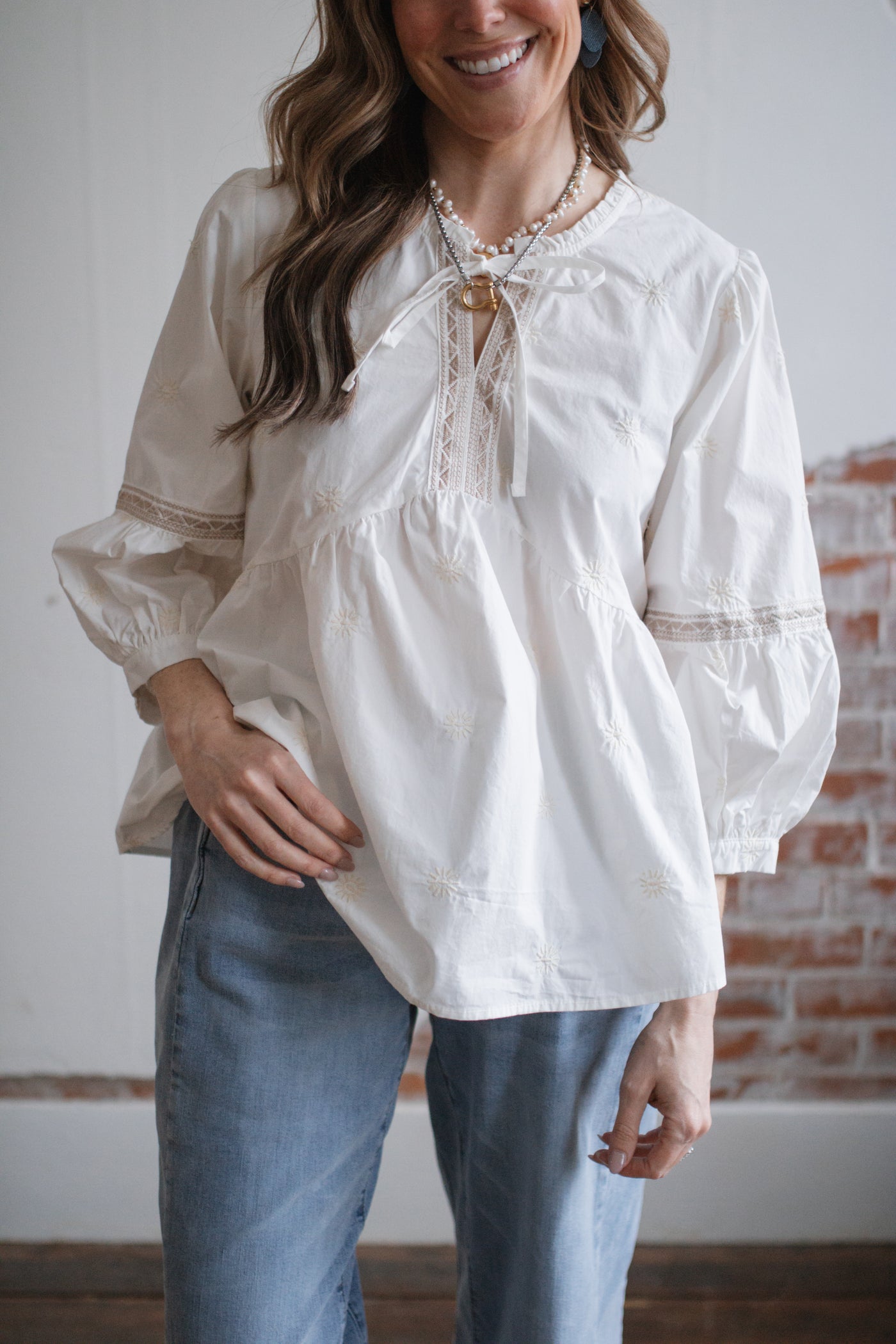 Cici Puff Sleeve Babydoll Blouse