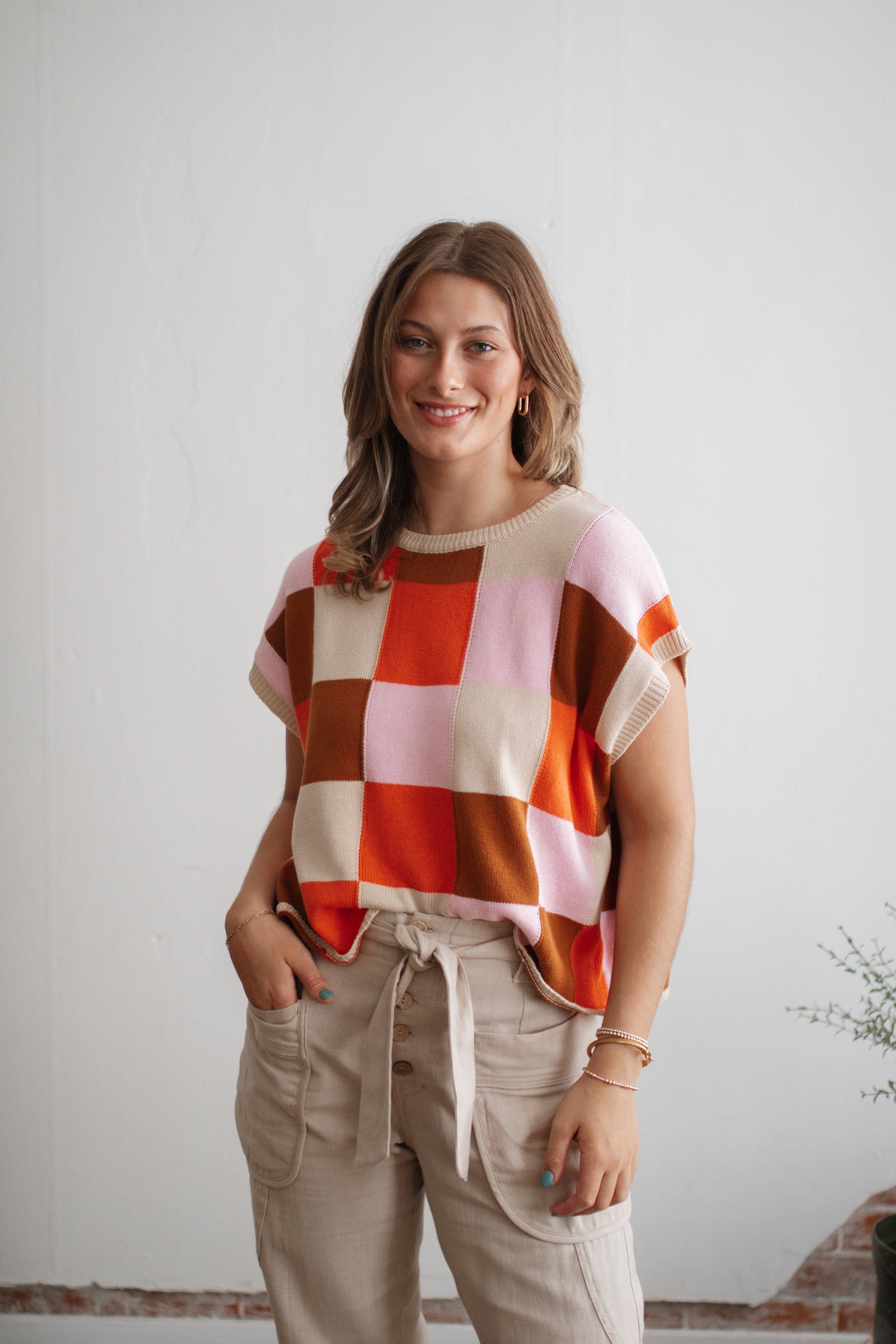 Genevieve Checked Sweater Vest