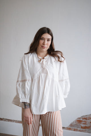 Cici Puff Sleeve Babydoll Blouse