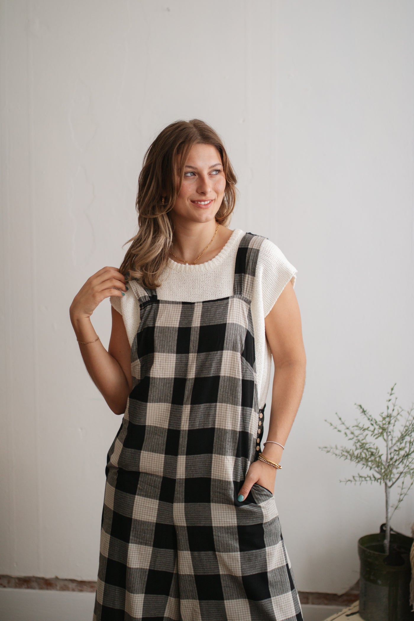 Fiona Checkered Wide Leg Jumpsuit