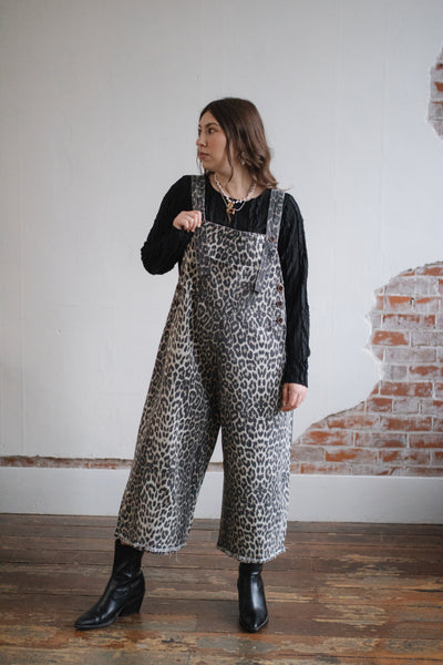 Charlotte Animal Print Denim Overalls