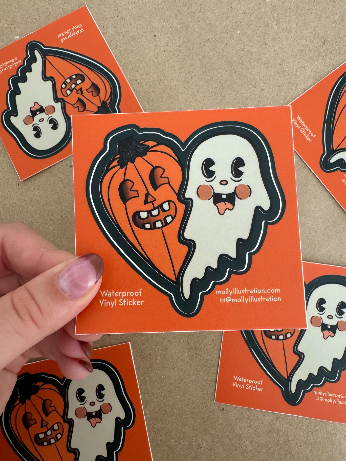 Spooky Pals Ghost and Pumpkin Vinyl Sticker