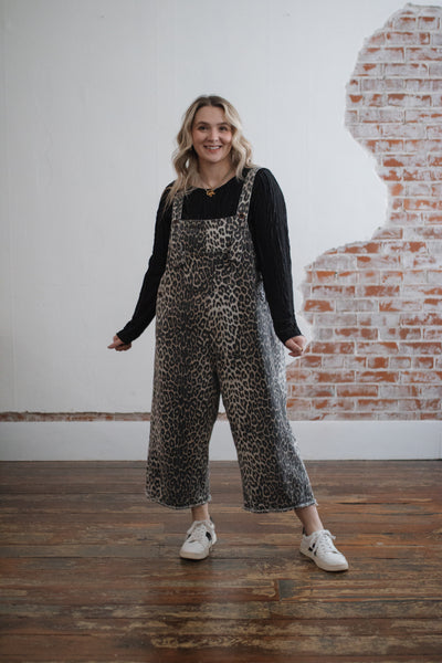 Charlotte Animal Print Denim Overalls