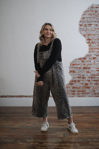 Charlotte Animal Print Denim Overalls