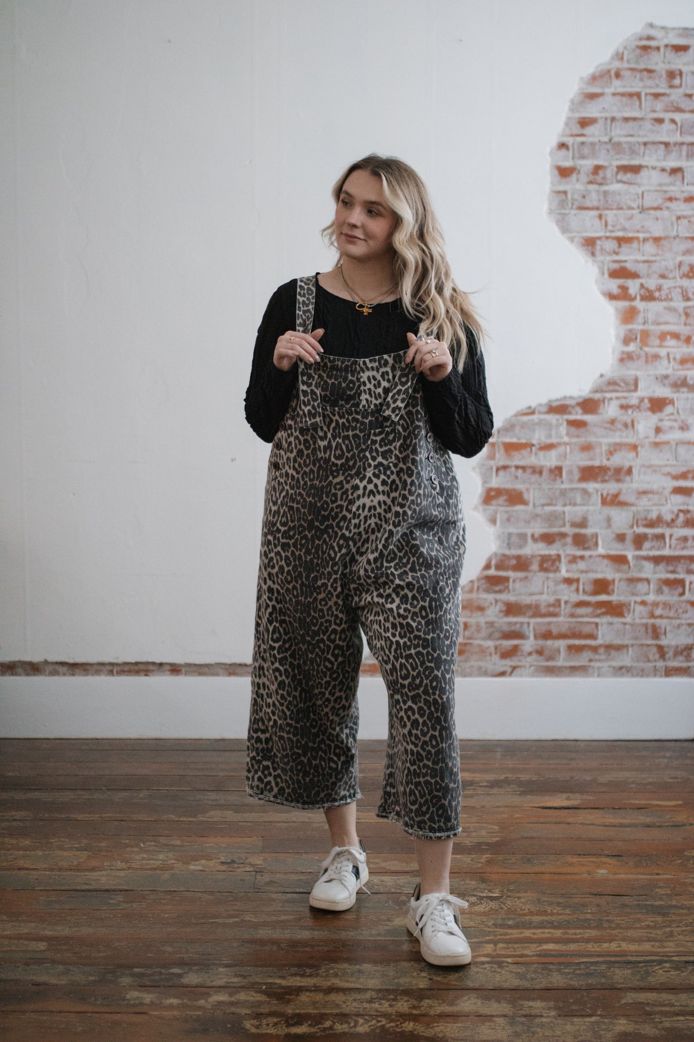 Charlotte Animal Print Denim Overalls