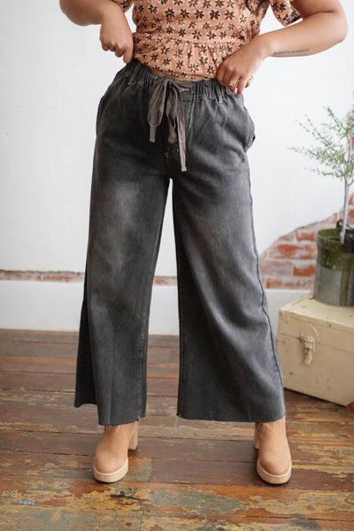 Peyton Wide Leg Drawstring Denim