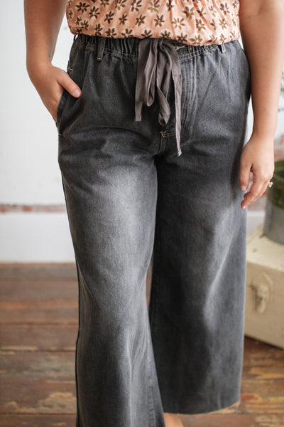 Peyton Wide Leg Drawstring Denim