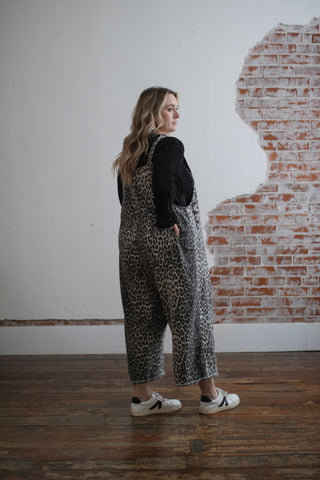 Charlotte Animal Print Denim Overalls