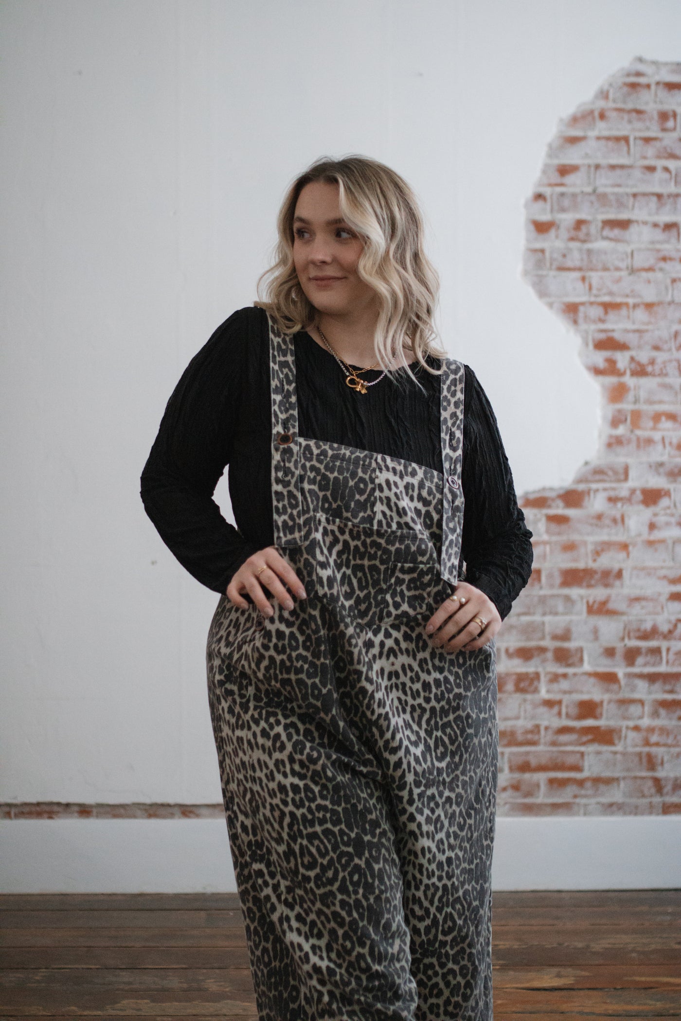 Charlotte Animal Print Denim Overalls