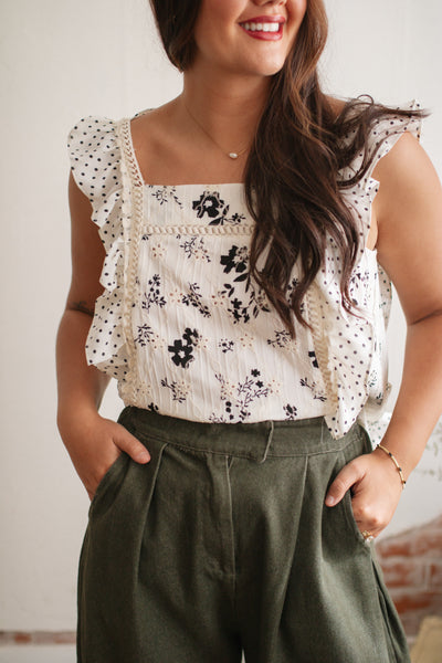 Felicity Embroidered Ruffle Tank