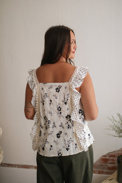 Felicity Embroidered Ruffle Tank