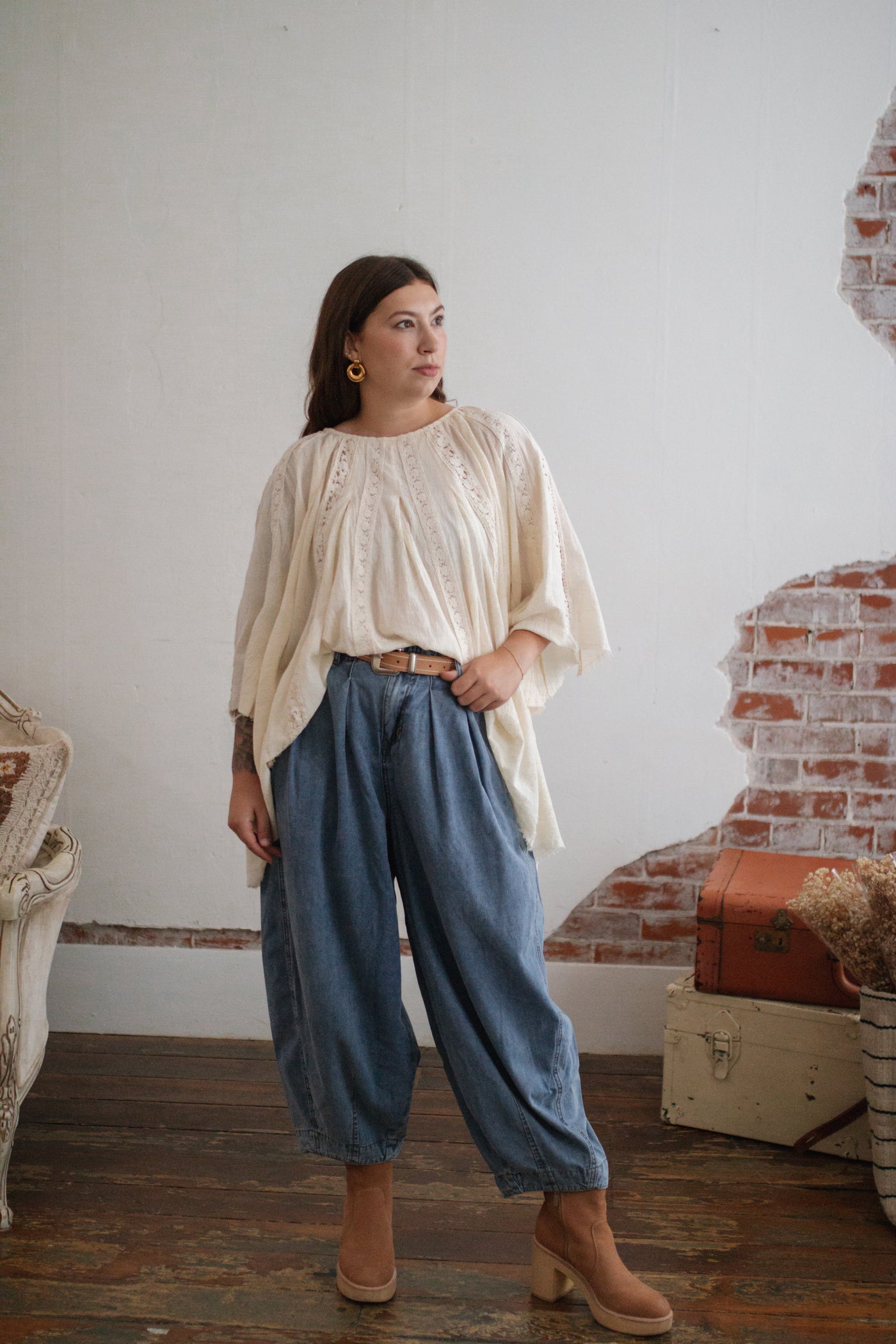 Elsie Boho Washed Baggy Denim