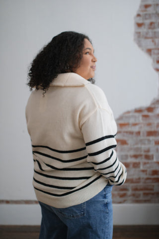 Mila Striped Quarter Zip Sweater