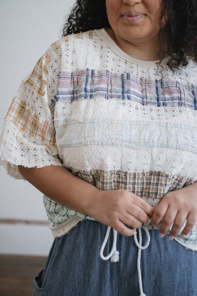 Kit Lace + Plaid Top