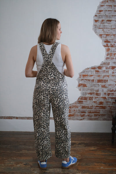 Mila Relaxed Fit Animal Print Denim Overalls