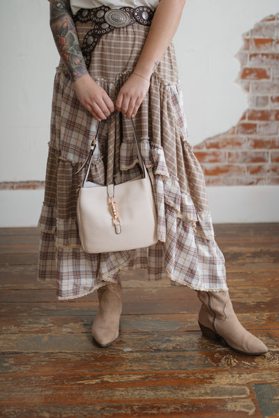 Sadie Plaid Ruffle Midi Skirt