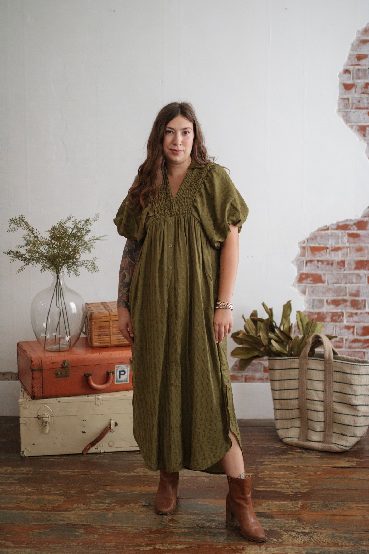 Holly Puff Sleeve Midi Dress