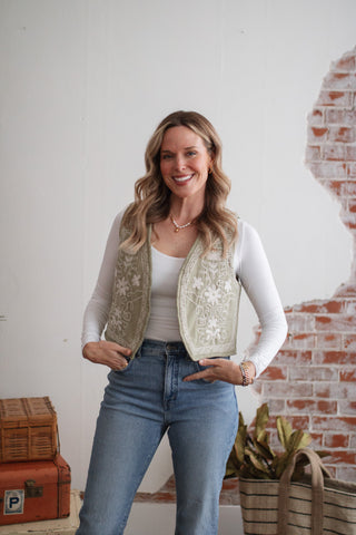 Cora Floral Embroidered Vest