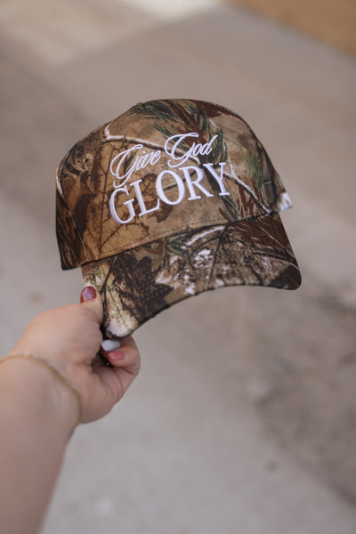 Give God Glory Camo Trucker Hat