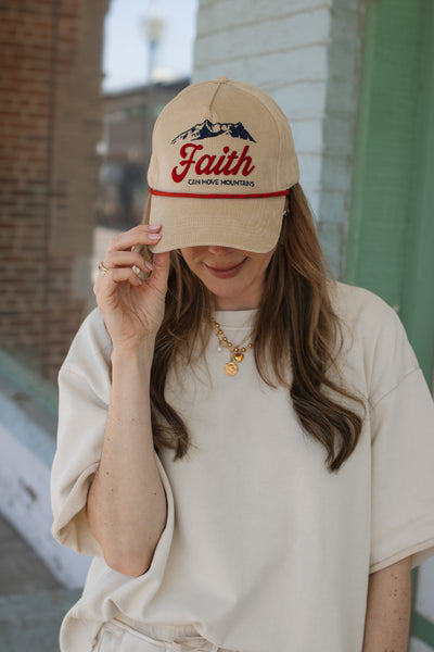 Faith Can Move Mountains Corduroy Trucker Hat