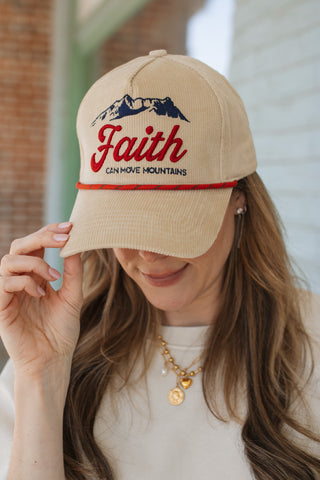 Faith Can Move Mountains Corduroy Trucker Hat