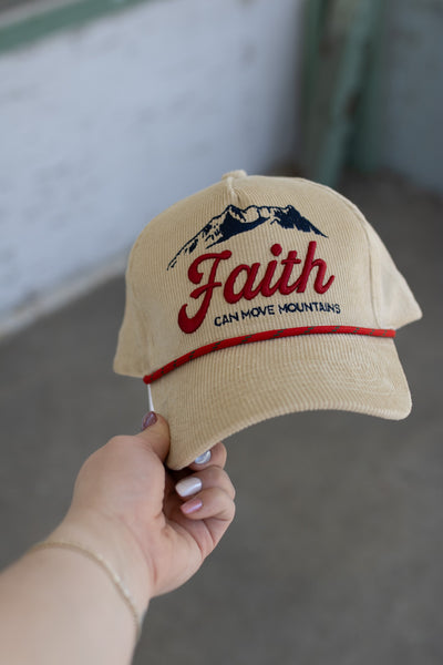 Faith Can Move Mountains Corduroy Trucker Hat