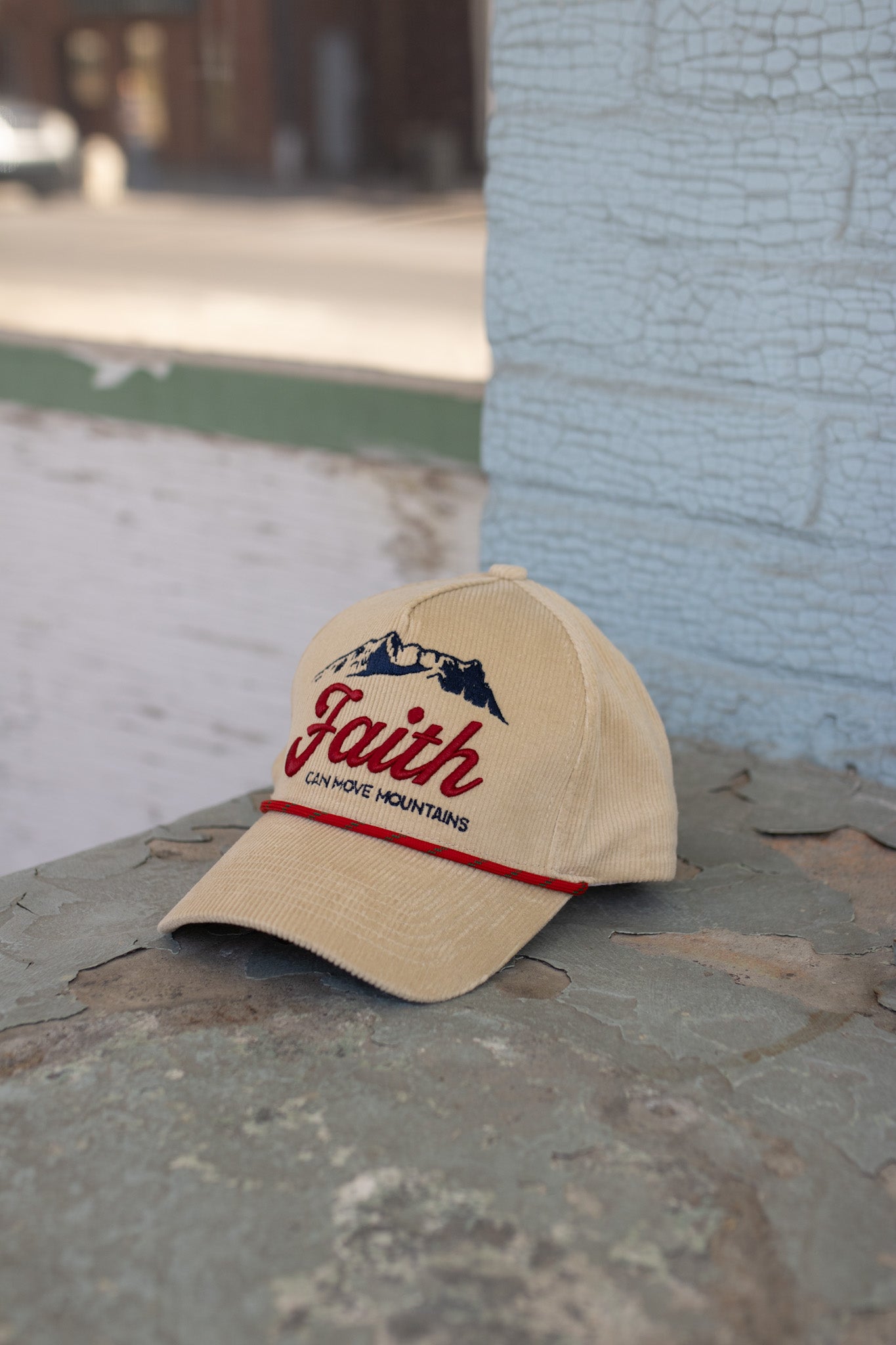 Faith Can Move Mountains Corduroy Trucker Hat