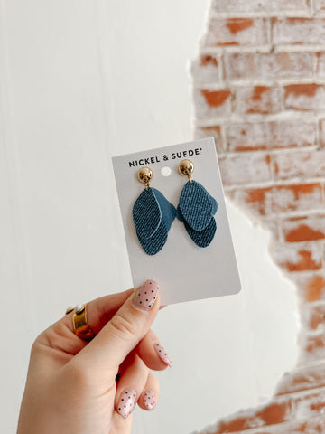 Weston Leather Drop Earring | Denim