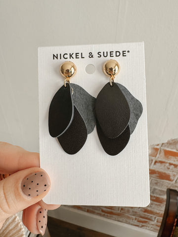 Weston Leather Drop Earring | Black