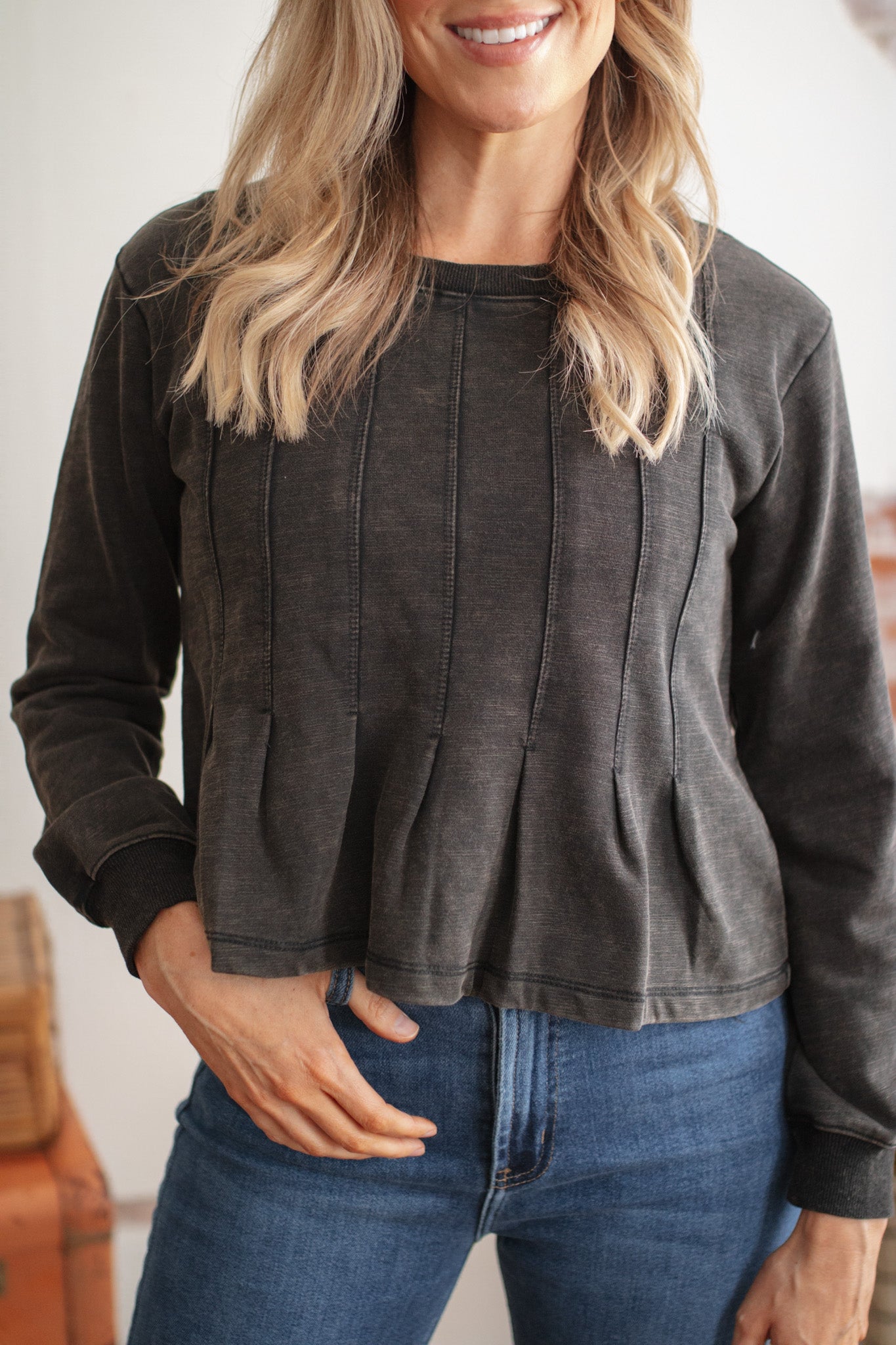 Haylee Washed Peplum Sweatshirt