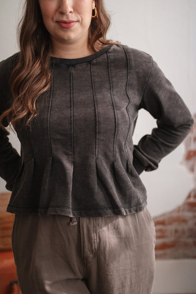 Haylee Washed Peplum Sweatshirt