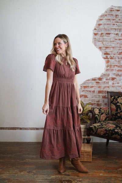 Kenzie Embroidered Midi Dress