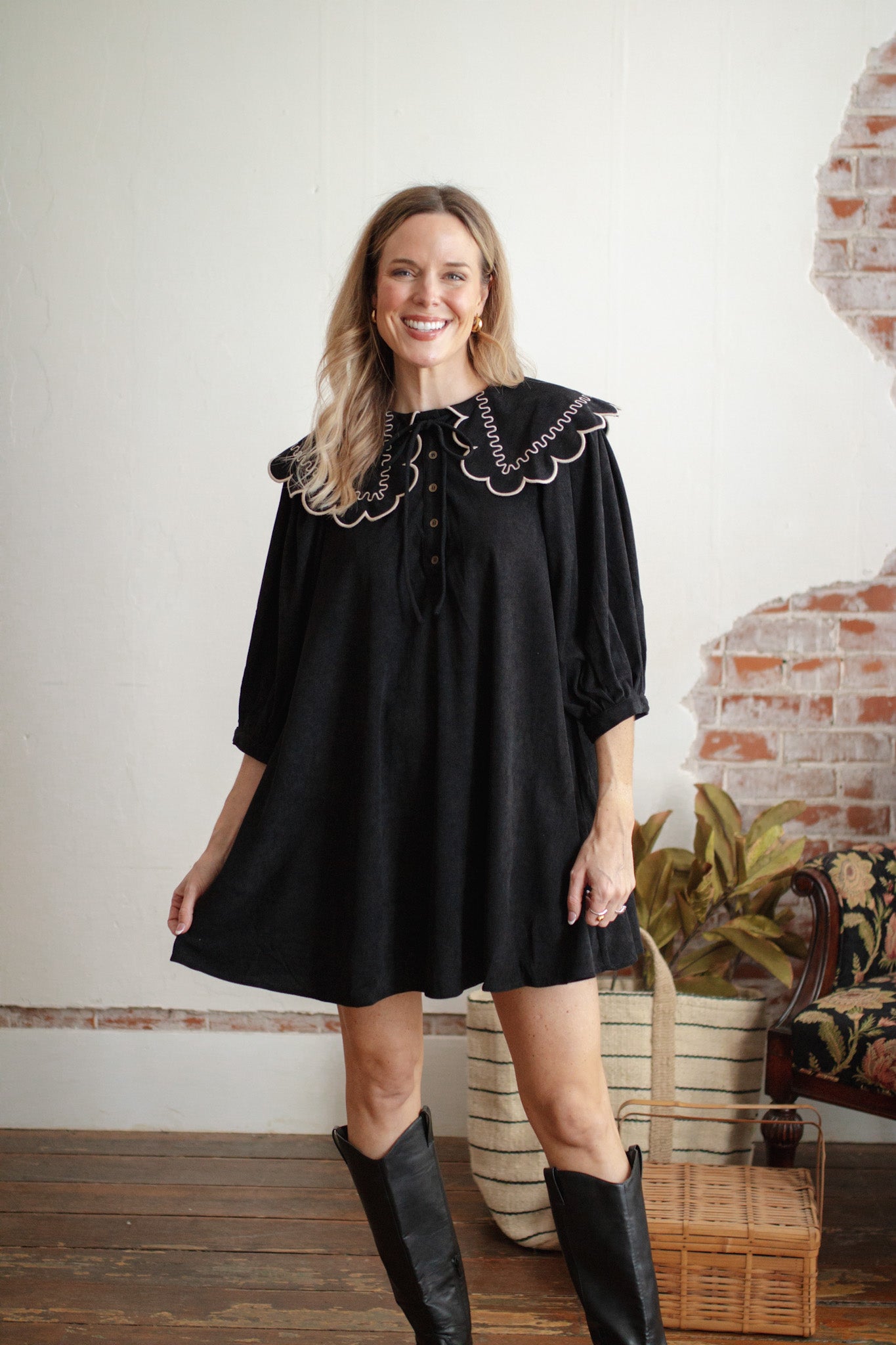 Regan Collared Corduroy Dress