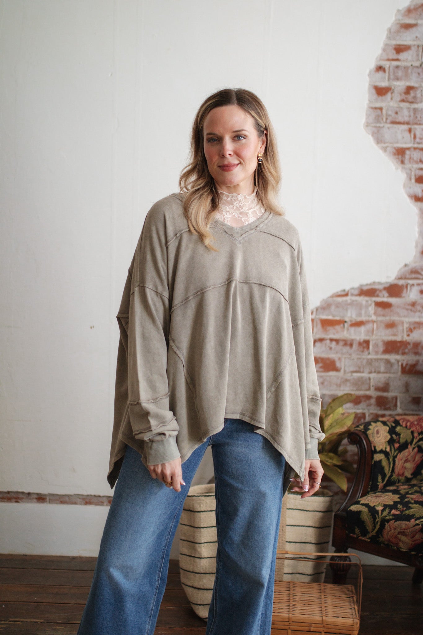 Sophie Oversized V-Neck Top