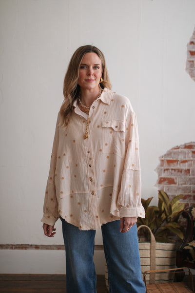 Raylyn Floral Embroidered Button Down Top