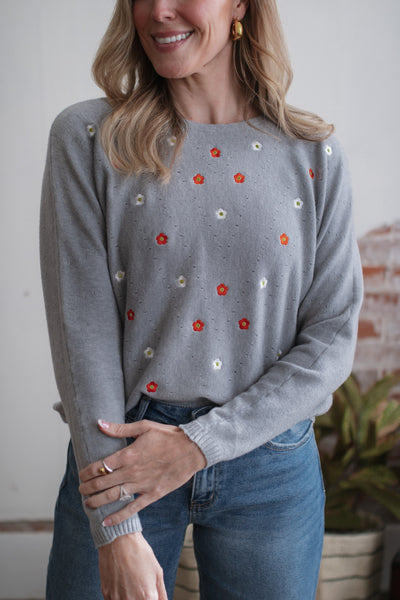 Lillian Floral Embroidered Sweater