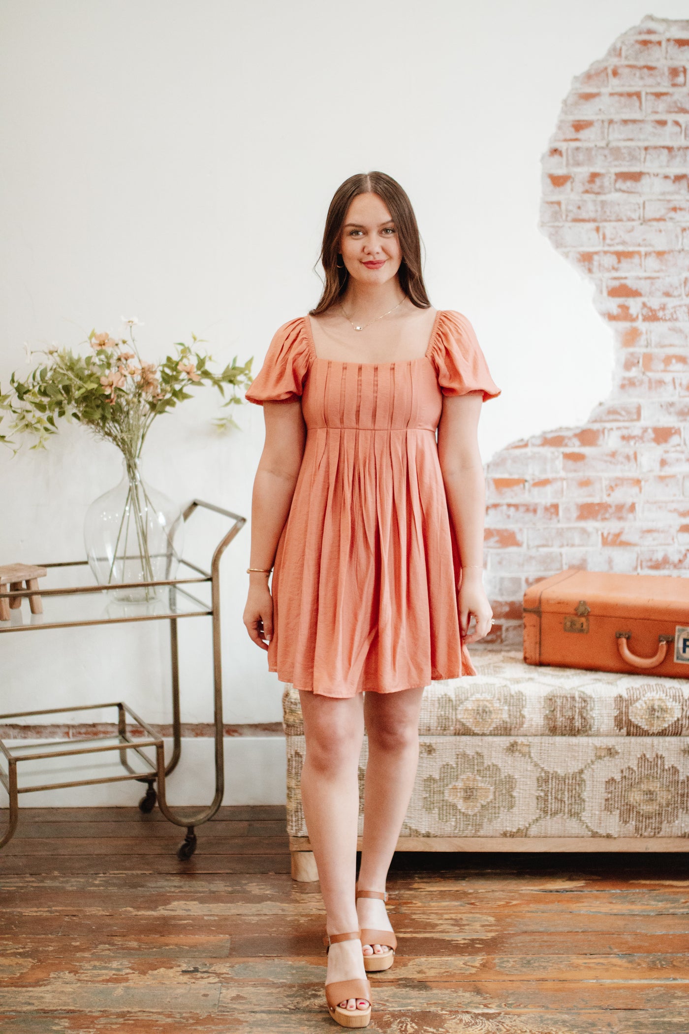 Peachy Promise Pleated Dress